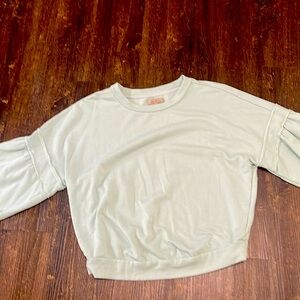 Mint green boutique sweater that is like sweatshirt material